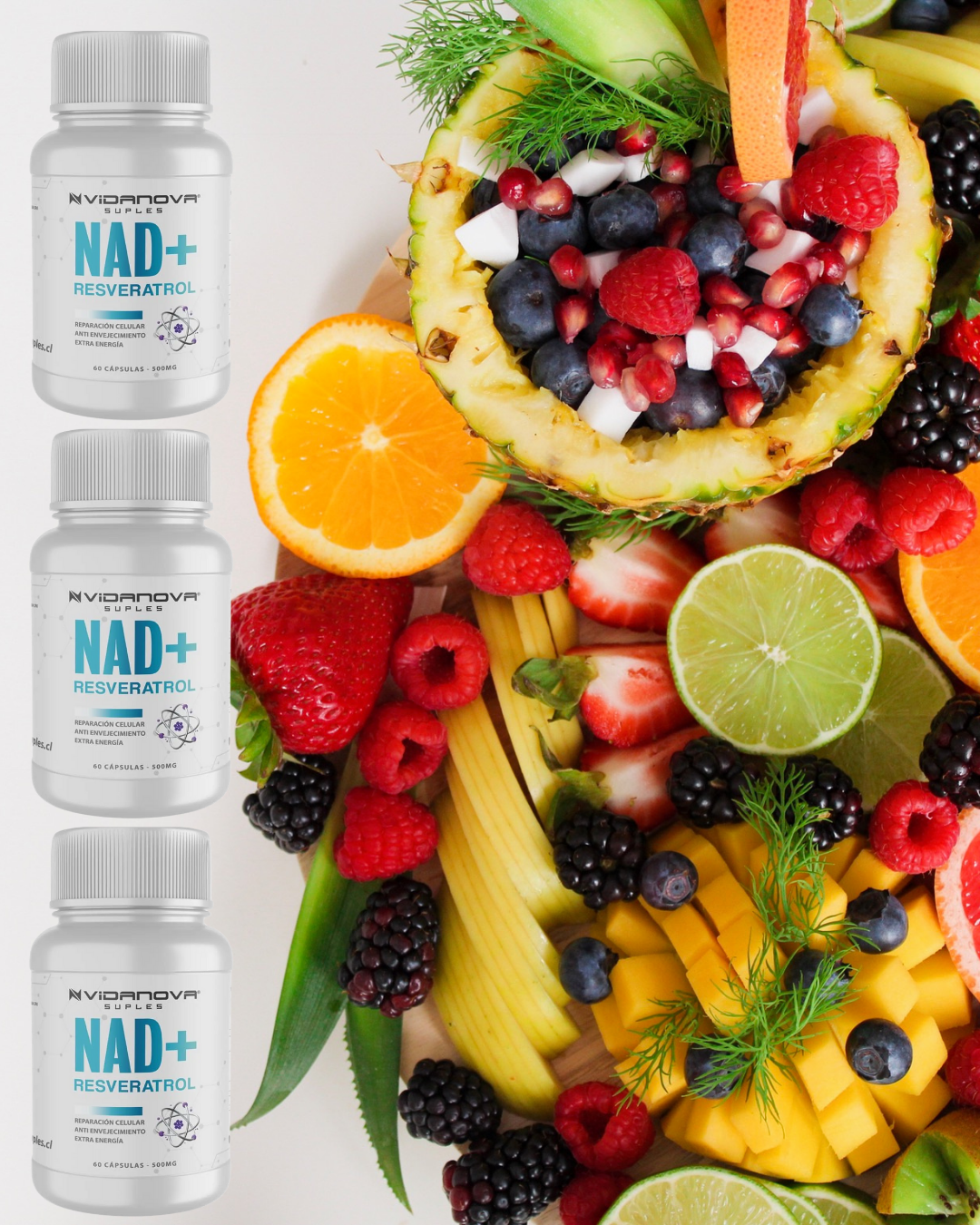 NAD+ Resveratrol -500 Mg Vidanova® ✨ Suplemento ORIGINAL con Registro de Salud ✨ 👉 Tu aliado para la energía celular, vitalidad y bienestar diario.