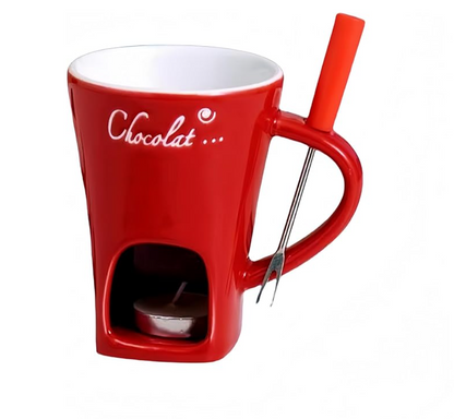 Taza cerámica FOUNDE para derretir Corazones 😍🍫 Incluye velita y tenedor