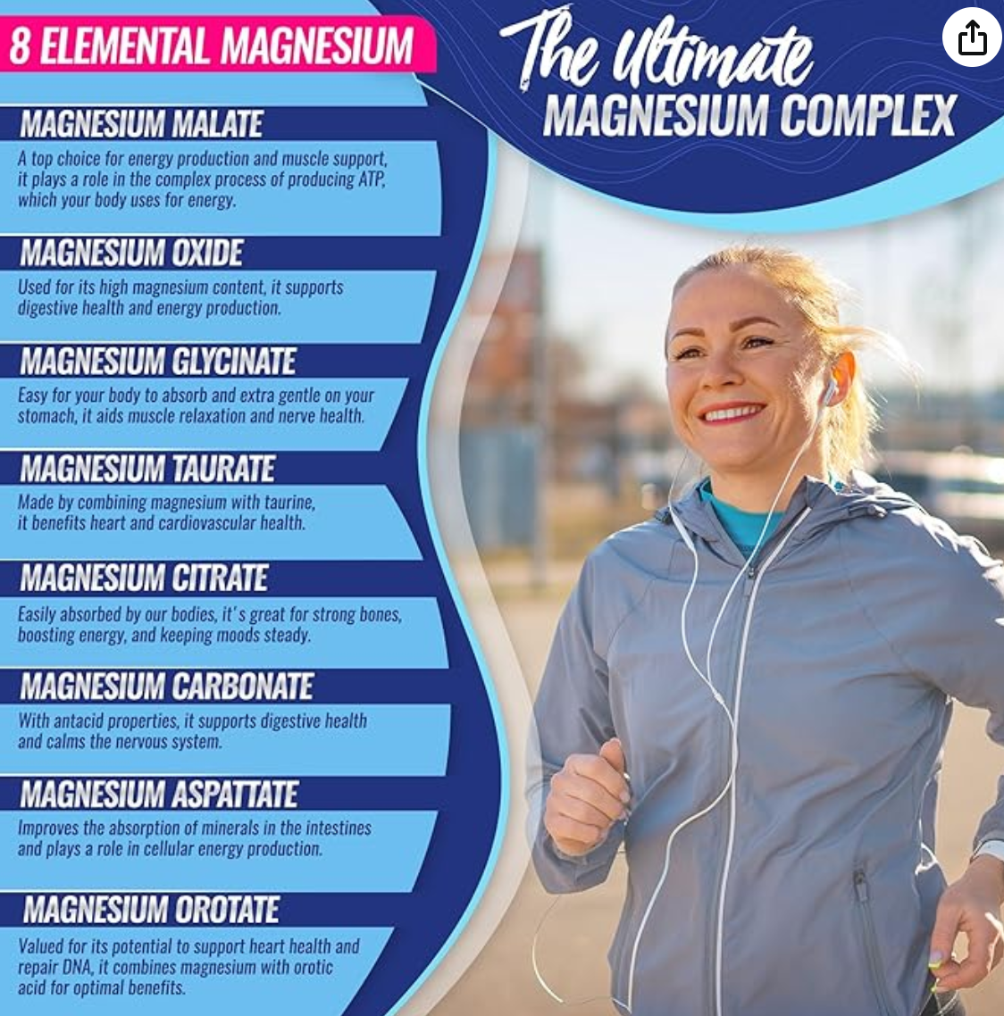 🔥Suplemento Complejo de Magnesio, 8 TIPOS de Magnesio en una sola cápsula 🔥¡Lleva  2 x $ 33.000! 60 cápsulas por envase