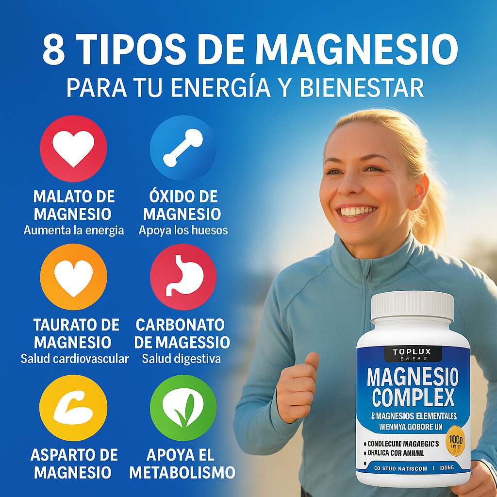 💎 Magnesium Complex Premium 1000mg – 60 cápsulas 💊 8 tipos de magnesio en 1 fórmula completa