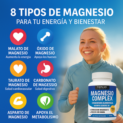 💎 Magnesium Complex Premium 1000mg – 60 cápsulas 💊 8 tipos de magnesio en 1 fórmula completa