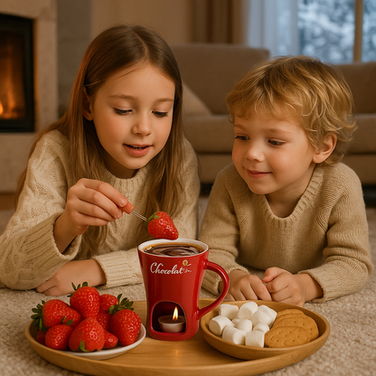 Taza cerámica FOUNDE para derretir Corazones 😍🍫 Incluye velita y tenedor