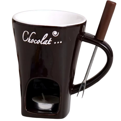 Taza cerámica FOUNDE para derretir Corazones 😍🍫 Incluye velita y tenedor