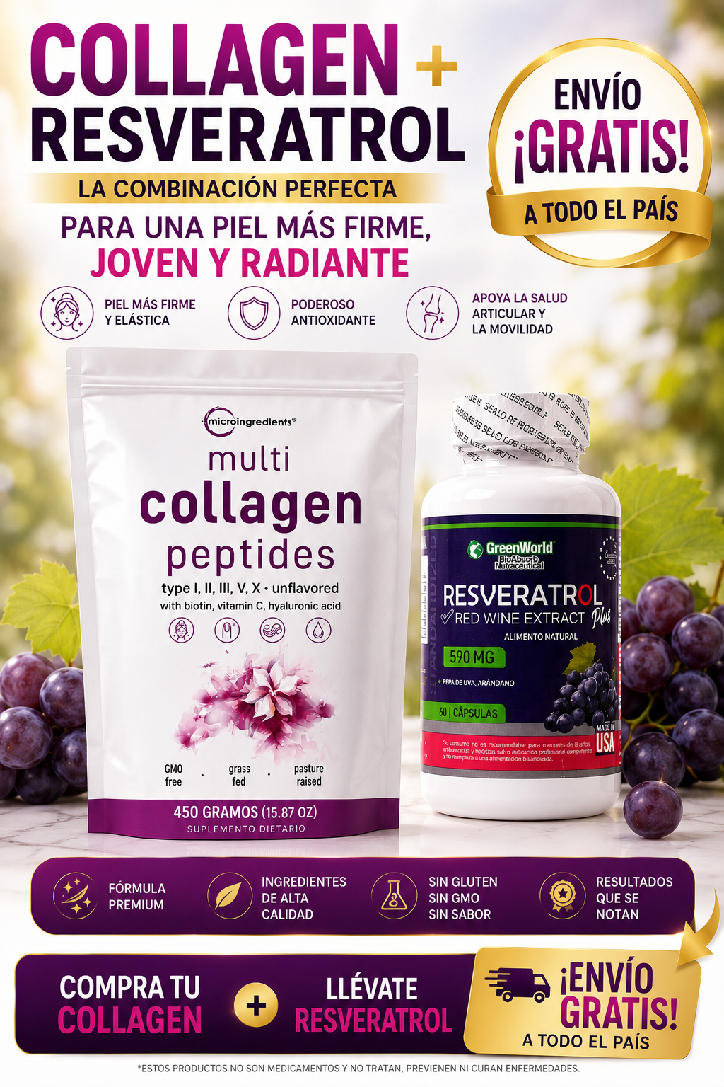 🔥Recupera la firmeza, energía y vitalidad que el tiempo está quitándole a tu cuerpo🔥🎁LLEVA RESVERATROL + ENVIO GRATIS 🎁
