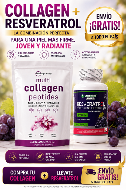 🔥Recupera la firmeza, energía y vitalidad que el tiempo está quitándole a tu cuerpo🔥🎁LLEVA RESVERATROL + ENVIO GRATIS 🎁